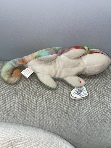 TY BEANIE BABY 9" REGENBOGEN DER LEGUAN CHAMÄLEON SPIELZEUG 1997 (ETIKETTENFEHLER) NICHT MEHR ERHÄLTLICH - Bild 7 von 11