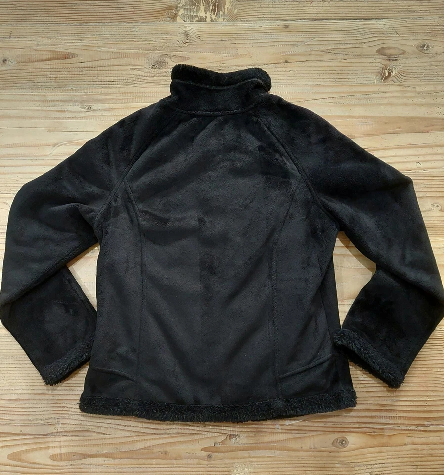 Зеленый чай куртка женщины средний черный искусственного меха плюшевая молния спереди длинным рукавом - Изображение 2 из 4