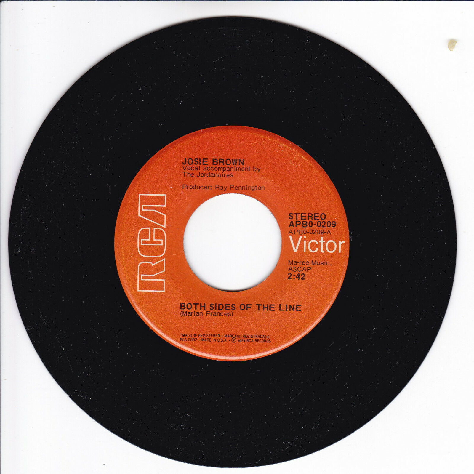 JOSIE BROWN Both Sides Of The Line VG(+) 45 RPM 
