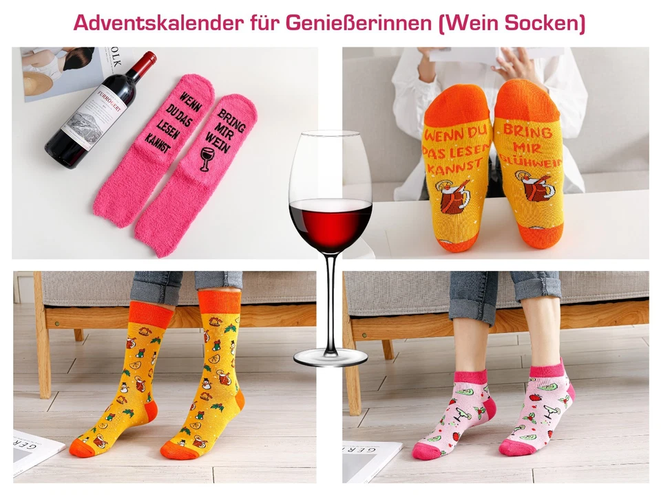 Socken Adventskalender für Frauen 2024, Weihnachtskalender, Kuschelsocken 37-43 - Bild 4 von 4