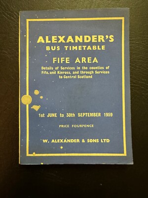 Juni 1959 W Alexander Fife Kinross Schottland Bus Reisebus Fahrplan Tarife Streckenplan