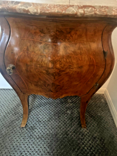19th Century French Mahogany W/Marble Top Bombay Commodes/Nightstands (pair) - Picture 10 of 22