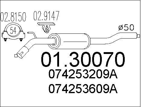 Silencieux avant pour VW Transporter T4 châssis 1.9 D essence du pot d'échappement d'origine