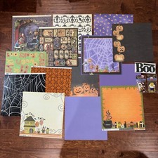 12X12 HALLOWEEN THEMED Scrapbook Paper Sheets Stickers Bundle READ