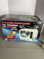 Black White Alaron 5" Portable Mini TV TV-630 RWA Rechargeable Am/FM RADIO