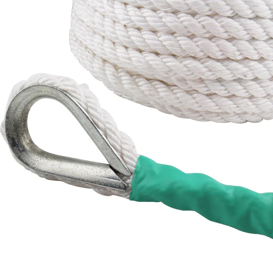 Cuerda de anclaje de nailon de tres hilos retorcida de 1/2"x200' para barco línea de muelle Foto 2 de 4