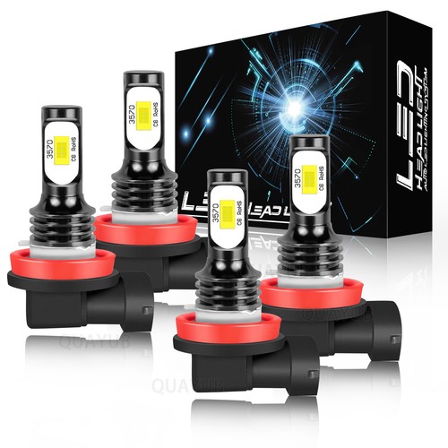4x Combo H9 H11 LED Headlight High Low Beam Bulbs 10000K White Super Bright Kit 4x Combo H9 H11 LED Headlight High Low Beam Bulbs 10000K White Super Bright Kit
