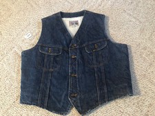 Vintage LEE Storm Rider Sherpa Lined Blue Denim Jean Vest Men's Large USA Made