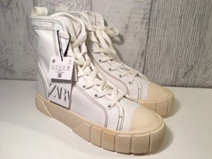 zara canvas high top trainers