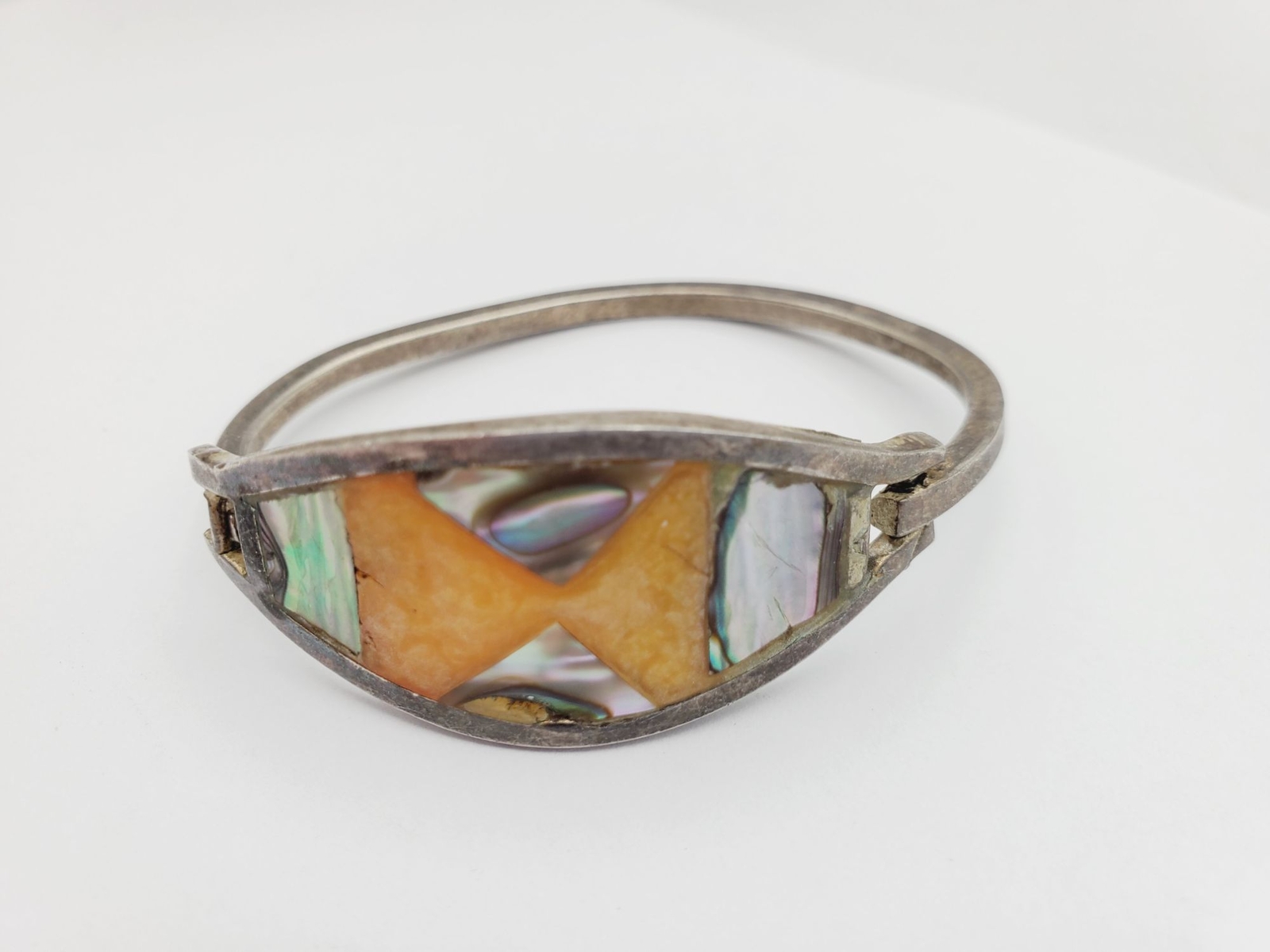 Small Inlay shell bangle bracelet 6" - image 10