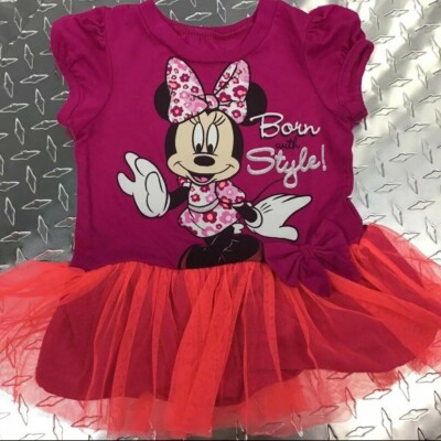 Disney Mini Mouse Tu Tu ''Born With Style'' Baby 24 Month Pink and Hot Orange Girl