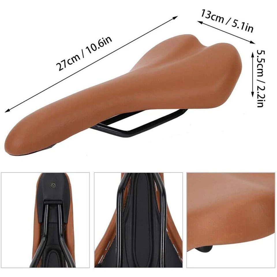 Ergonomische Leder Fahrrad Sattel Fahrradsitz Prostata Herren Damen eBike Unisex - Bild 4 von 4