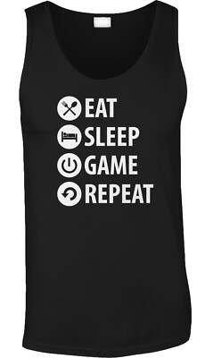 Eat Sleep Game Funny Gamer Streamer Video Game Controller PC Console Mens Tank