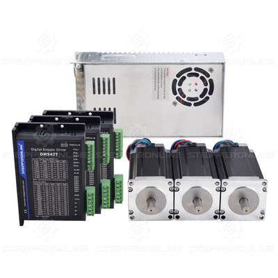 STEPPERONLINE 3Axis Nema 23 Stepper Motor 425oz-in 4.2A &Driver DM542T CNC Kit