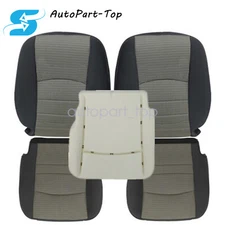 For 2009-2012 Dodge Ram Both Side Bottom & Top Seat Cover & Foam Cushion Gray