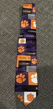 Ralph Marlin Clemson Necktie Tiger/ Paw Purple/Orange 58  Long South Carolina