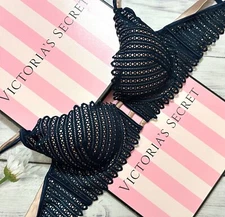 Victoria's Secret by LIVY Lingerie Lurex Shine Fishnet Lace Push-up Bra Beige