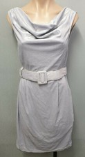 BNWT Ladies Size M 10 Zara Brand Silver Shimmer Cowl Neck Sleeveless Dress