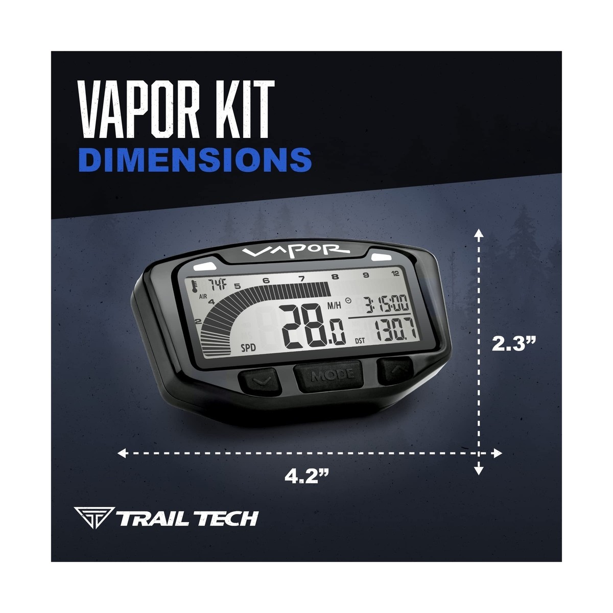 Trail Tech 752-116 Vapor Digital Speedometer Tachometer Gauge Kit