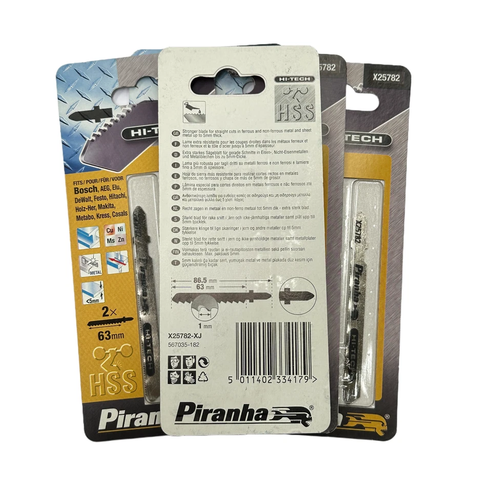 10 Piranha X25782 Hi-Tech 'T' Shank HSS Jigsaw Blades Metal Cutting 5mm T118AF - Image 3 of 3