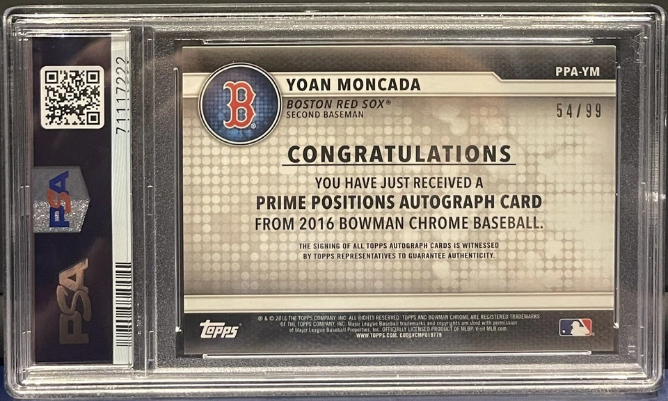 Bowman 2016 cromo primera posición autógrafo refractor verde #ppaym #54/99 PSA9 Foto 2 de 2