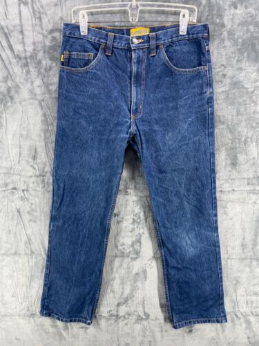 Diamond Gusset Made in USA Cotton Dark Wash Blue Jeans Measured Mens Size 33x30