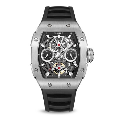 WISHDOIT Pioneer Automatikarmbanduhr Silber/Schwarz Aluminium 42mm Saphir