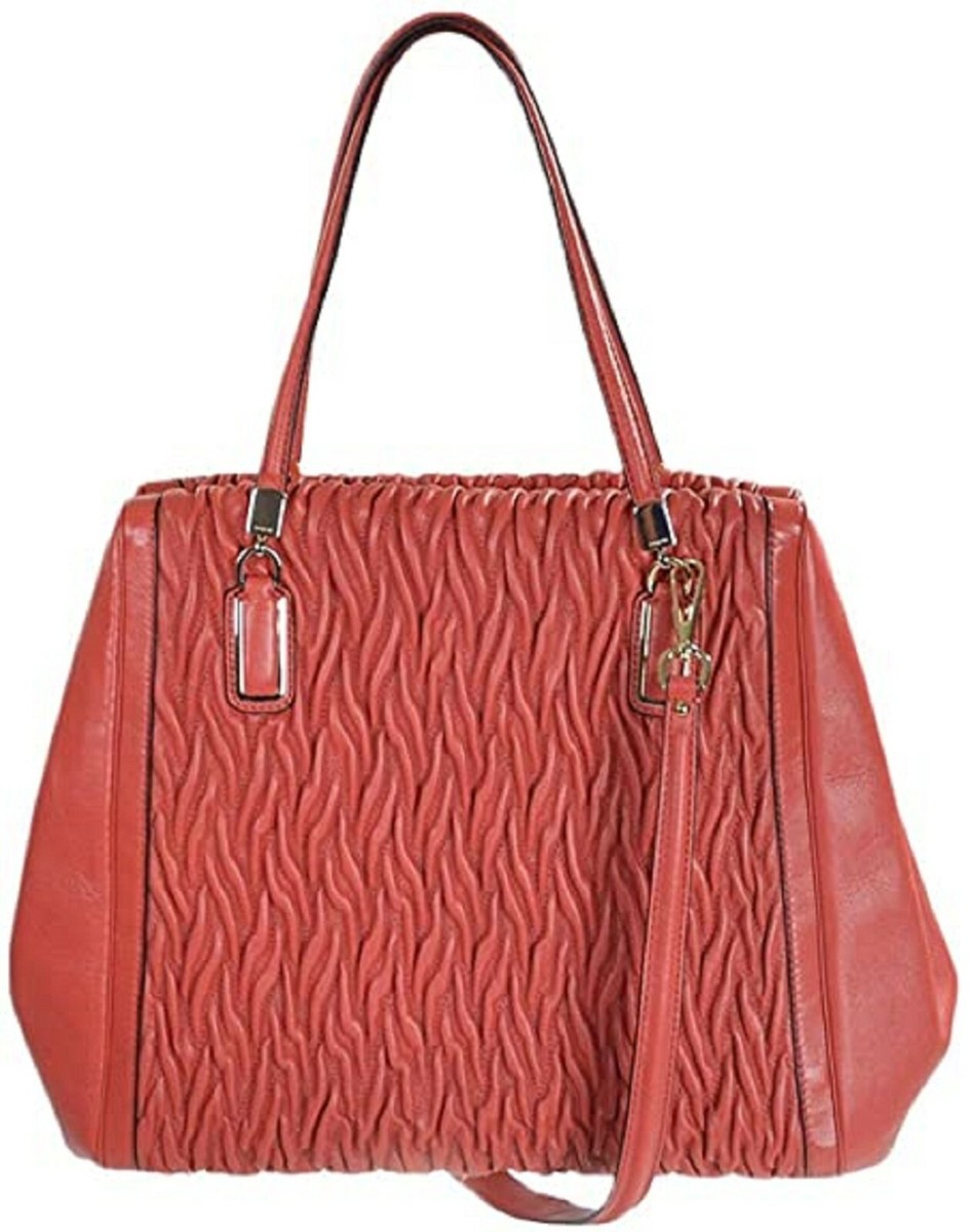 バッグ OLD COACH purse shoulder bag All leather Old Coach 4148 RED Leather Shoulder Bag Vintage USED Auth From