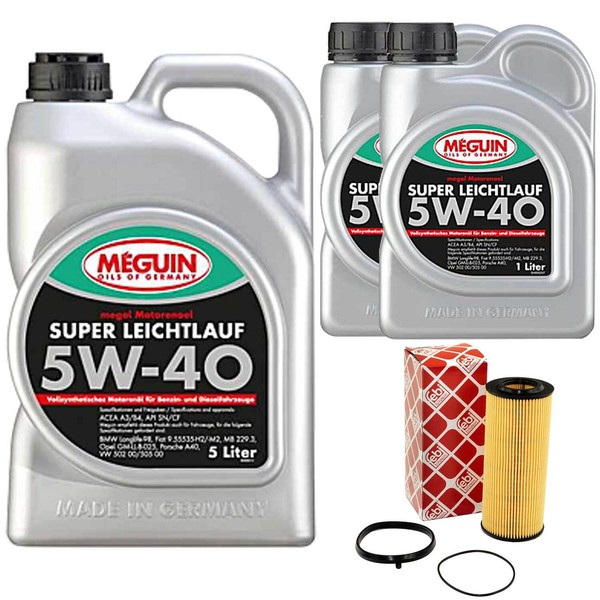 MotoröL Set 5W-40 Vollsynth Meguin 7 Liter + ÖLfilter FüR Audi A5 A7 A6 VW 3.0-image
