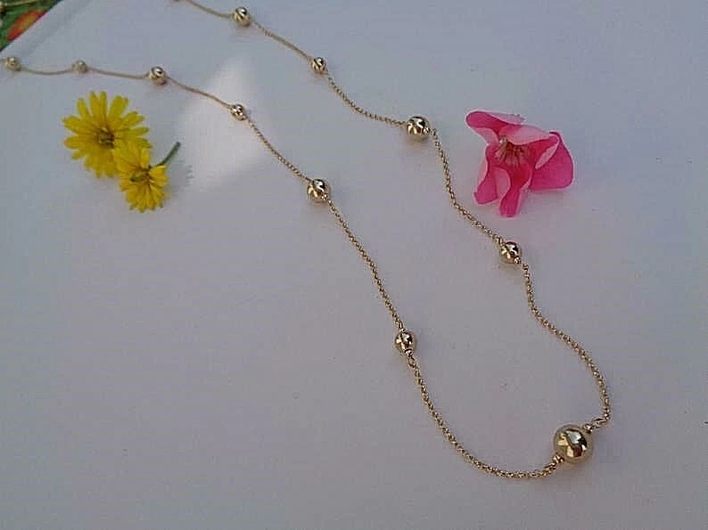 Goldkette Kugeln Endloskette 14K Gold Filled - Bild 3 von 4