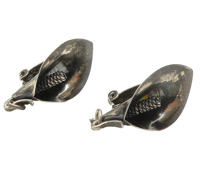 NE FROM DENMARK 925 Silver  Vintage Flower Motif Non Pierce Earrings  EG7550