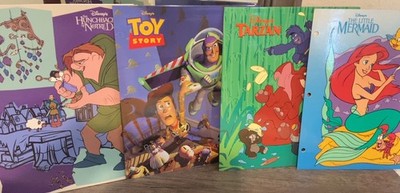 VINTAGE 90'S BRAND NEW DISNEY Lot Of 4 School 3 Ring Glossy Pocket Folders