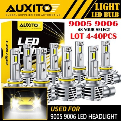 4-40PC AUXITO 9005 9006 LED Headlight Kit Bulb Hi Low Beam White Lamp High Power