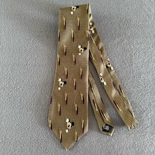 Walt Disney World Mickey Mouse Silk Tie Olive Green Brown Geometric Made in USA