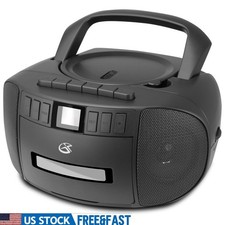 Classic Boombox CD Cassette Player AM FM Radio Aux Input Portable Music System