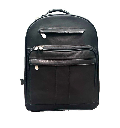 WILSONS LEATHER Black Rolling Laptop Carryon Overnight Backpack Case