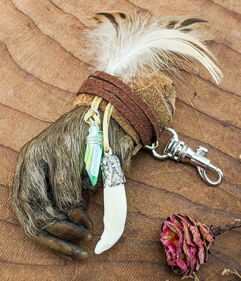 LG Beaver foot Talisman w/ Embellishments taxidermy curiosity gift renaissance