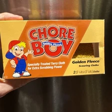 (1-2pk)-Chore Boy Golden Fleece Non-Metallic Cloth Sponges & Woven Scrubbers
