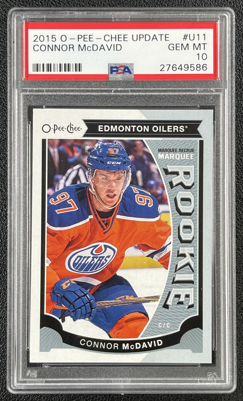 CONNOR MCDAVID PSA 10 2015-16 UPPER DECK #U11 ROOKIE O-PEE-CHEE OPC UPDATE 9586 view 1