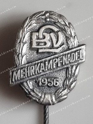 BLV Mehrkampfnadel Sport  Wetzel und Distel Pforzheim historische Anstecknadel 