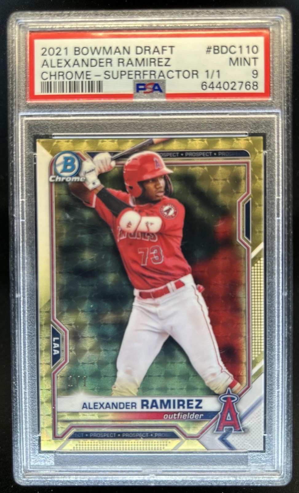 2021 Bowman Draft Alexander Ramirez Chrome Superfractor #1/1 Angels PSA 9