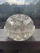 VTG French 19 Hole Domed Clear Glass Flower Frog Footed Made In France 4  x 3  