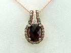 LeVian Necklace Rhodolite Diamond 14K Rose Gold Red Oval 2 3/8 cts Pendant — photo 1