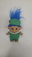 Troll Doll 4 1/2" Treasure Troll Surgon Scrub Nurse Square Jewel Belly Blue Hair
