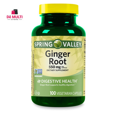 Ginger Root Dietary Supplement Capsules for Digestive Health, 550 Mg, 100 Count