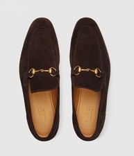GUCCI Jordaan Horsebit Dark Brown Suede Loafers 8 / 8.5  1953 Moccasin $1100 NEW