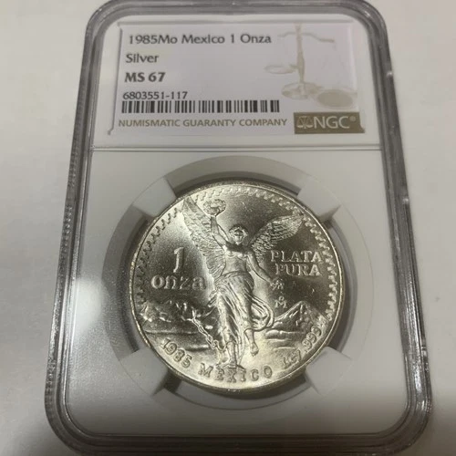 1985 Mo Mexico 1 Onza Silver Libertad Coin MS67 NGC