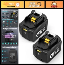 6000mAh 18V Replacement Battery Pack with LED Indicator for Cordless Tools - 2 P