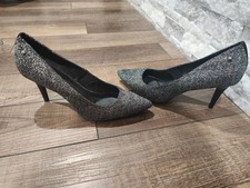 Simply Vera Wang Stevie High Heel Pumps Black Silver 9.5M Stretch Padded SPARKLE