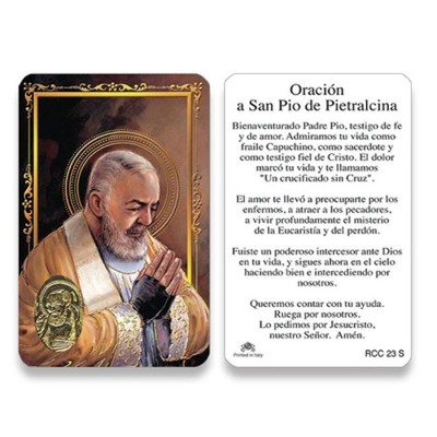 Padre Pio Prayer Card With A Medal - Religious Pictures - View #5